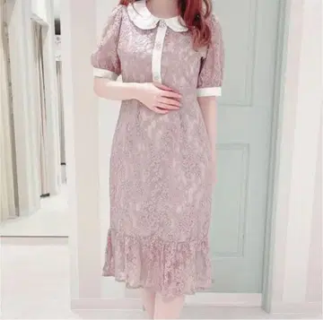 evelyn 핑크 레이스 원피스
