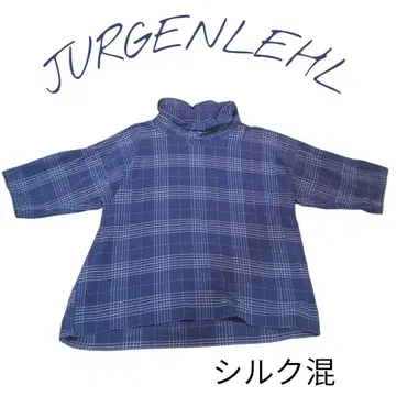 JURGENLEHL 실크 혼방 체크 무늬 긴팔 셔츠