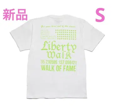 LIBERTYWALK 상의 반팔 티셔츠 화이트 프린트 로고 Glow