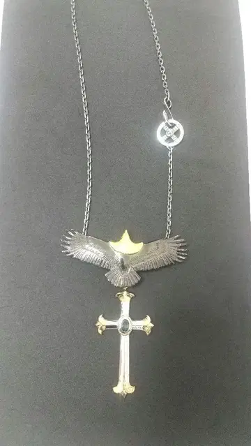 간지 폭발 큰 이글 금줄 터콰이즈 크로스 목걸이