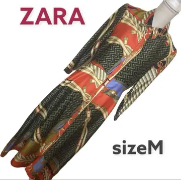 ZARA 빈티지풍 스카프 패턴 셔츠 원피스