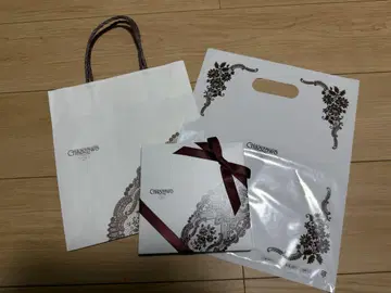 치카자와 레이스 꽃꽃 피치 리본 기프트 BOX 쇼핑백 또는 비닐봉투 포함