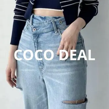 COCO DEAL 허리 디자인 데미지 가공 데님 사이즈 1