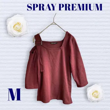SPRAY PREMIUM 상의 오픈 숄더 M 사이즈 와인 레드 U넥