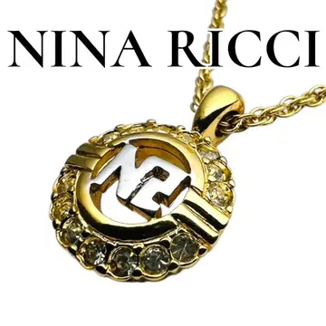 [컨디션 최상] NINA RICCI 목걸이 큐빅 로고 골드