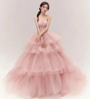 핑크 롱 드레스
