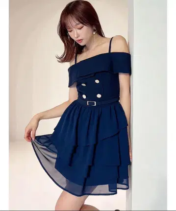 RESEXXY 2Way 오프숄더 도킹 원피스 네이비
