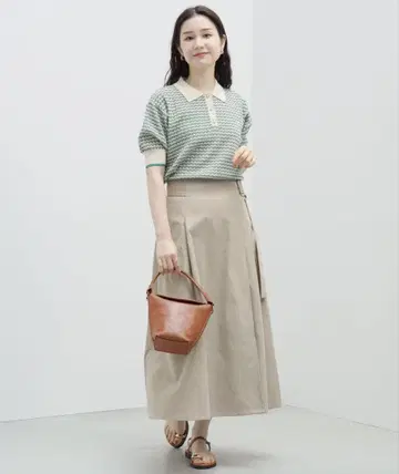 멀티 자카드 니트 폴로 그린