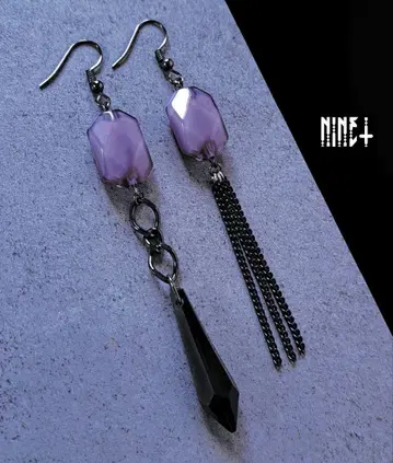 1009 BLACK PURPLE 개성적인 귀걸이 빈티지 퍼플 아시메