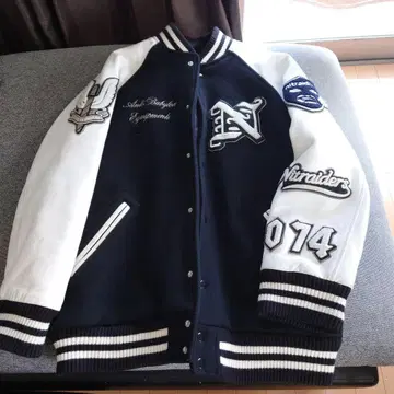 Nitraid 바시티 자켓 XL 블랙/화이트