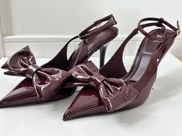 [ ZARA ] 버건디 리본 하이힐