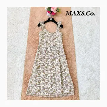 MAX&Co. 베이지 꽃무늬 A라인 슬리브리스 원피스