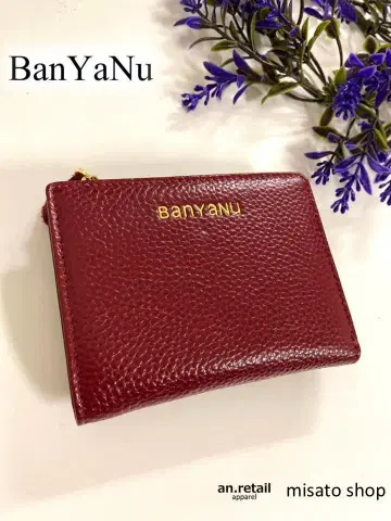 BANYANU 여성용 컴팩트 접이식 지갑 천연 가죽 버건디