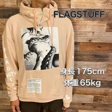 플래그스타프 프린트 후디 후드티 넥 지퍼 사이즈 S