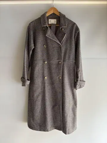 하운드투스 패턴 롱 코트