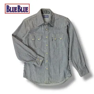 [새상품급] BLUE BLUE 히코리 워크 셔츠 콘초 버튼 0 일본제