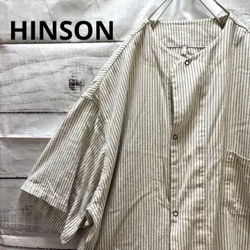 HINSON 스트라이프 패턴 오버 사이즈 셔츠 노카라 M