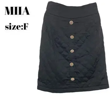 미아 MIIA 스커트 무릎 기장 블랙 겨울 F 세련 고급 허리밴딩