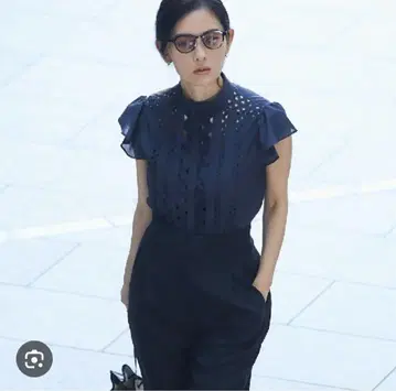 프레이 아이디 릭랙 테이프 블라우스 네이비