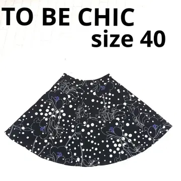 249 TO BE CHIC 플레어 스커트 꽃무늬 물방울 블랙 40