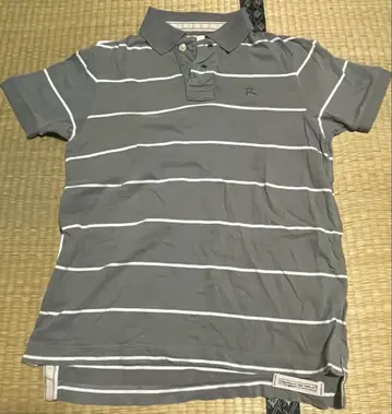 RUEHL No.925 남성용 피케 셔츠 보더 그레이 M 사이즈