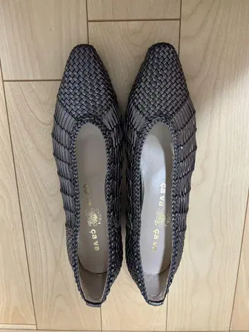 cava cava 뜨개질 디자인 메탈릭 그레이 펌프스 24.5cm