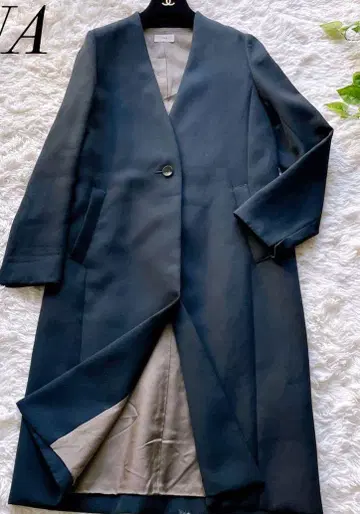 이에나 노카라 롱 코트 아우터 네이비 M