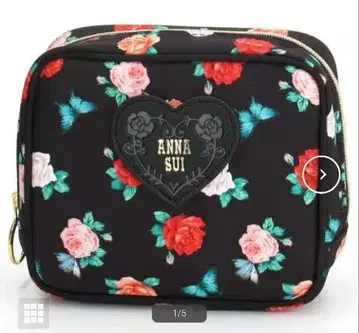 ANNA SUI 꽃무늬 스퀘어 파우치 (블랙)