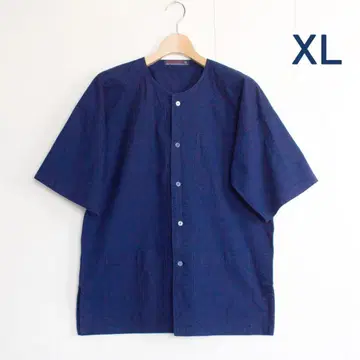 모홈 2 XL 반팔 인디고 노카라 태국 의류 작업옷