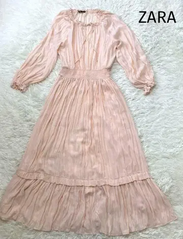 ZARA 자라 셔링 맥시 원피스 롱 원피스 살몬 핑크