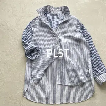 플라스테 보더 블라우스 긴팔 블라우스 프리 넉넉한 핏