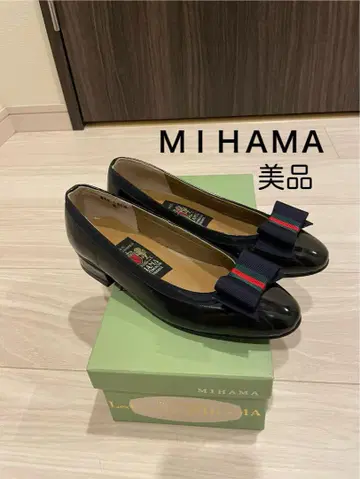 MIHAMA 네이비 플랫슈즈 리본 포함