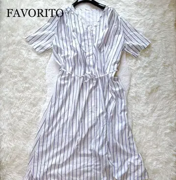 [미사용] FAVORITO 스트라이프 원피스 맥시 길이 원피스 V넥 F