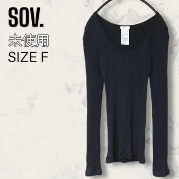 [미사용] SOV. 실크 코튼 리브 U넥 풀오버 상의