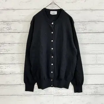 Cadeau 블랙 울 100% 크루넥 가디건 M 사이즈