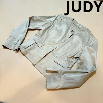 JUDY 베이지 노카라 자켓 플레어 소매 38호