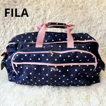 FILA 휠라 도트 & 하트 무늬 대용량 보스턴 백 네이비 x 핑크
