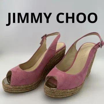 JIMMY CHOO 오픈토 샌들 웨지솔 스웨이드