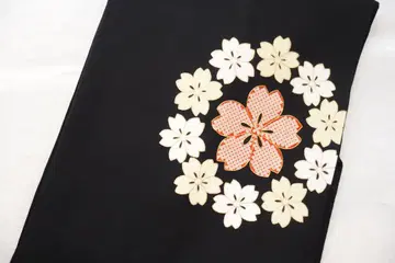순수 실크 시오제 나고야 오비 벚꽃 금  자수 금채
