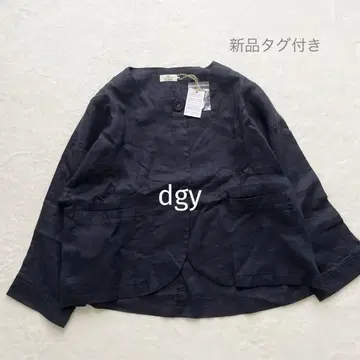 택 포함 새상품 dgy 자켓 노카라 자켓 네이비 린넨 100%