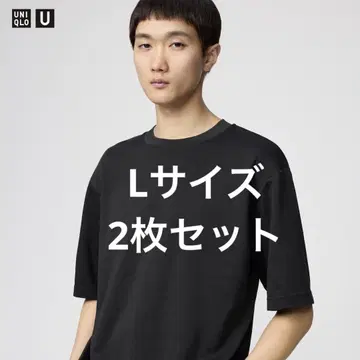 유니클로 U 에어리즘 코튼 오버사이즈 티셔츠 블랙 2장