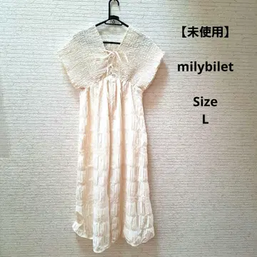[미사용] milybilet 화이트 프릴 반팔 원피스