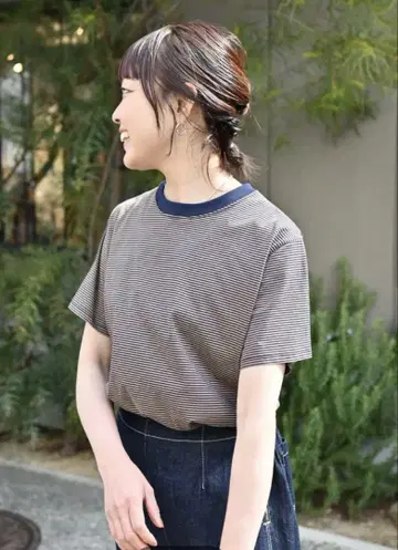 OURHOME 면 100% 깔끔 보더 T셔츠