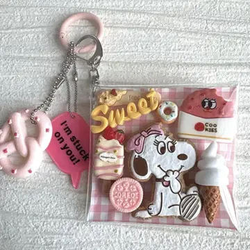 가챠  파우치 PEANUTS 소프트 크림 핑크 계열