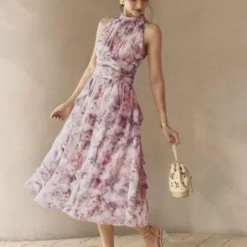 SHEIN MOTF 퍼플 꽃무늬 원피스 40588178 드레스