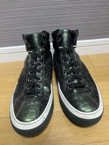 JIMMY CHOO 크로커다일풍 하이컷 스니커즈 가죽 25.5cm