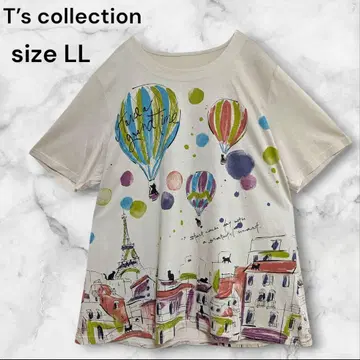 미사용 t's collection 티셔츠 스케치풍 고양이 베이지 LL