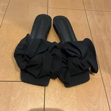 플랫 샌들 bonitas 블랙 리본