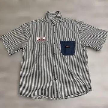 Dickies 디키즈 스트라이프 반팔 워크 셔츠 XL