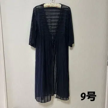 CANOA 롱 아우터 7부 소매 겉옷 레이스 네이비 9호